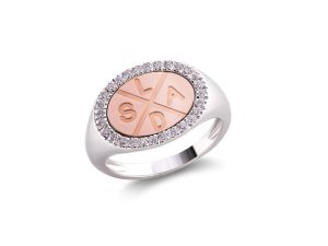 Statement Family ring with diamonds 