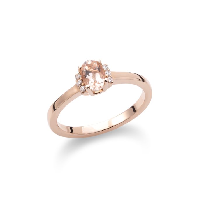 Prsten sa ovalnim morganitom i dijamantima