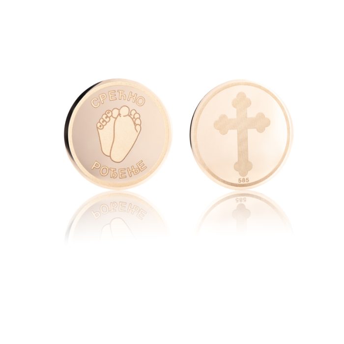 Zlatni dukat za rođenje 2gr , model 3