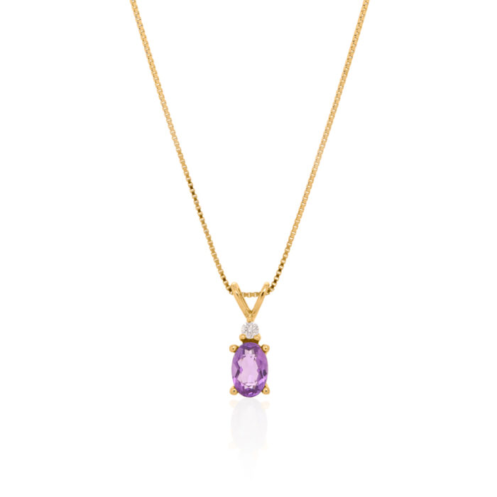 Ogrlica sa ovalnim ametistom i dijamantom
