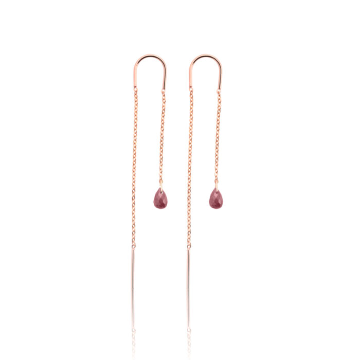 Viseće minđuše sa  rubinom, birthstone za jul