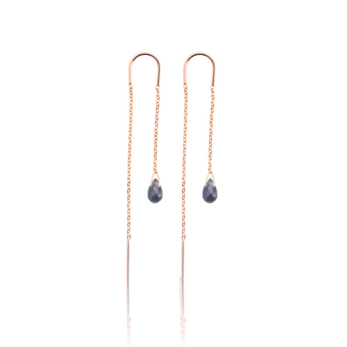 Viseće minđuše sa plavim safirom, birthstone za septembar