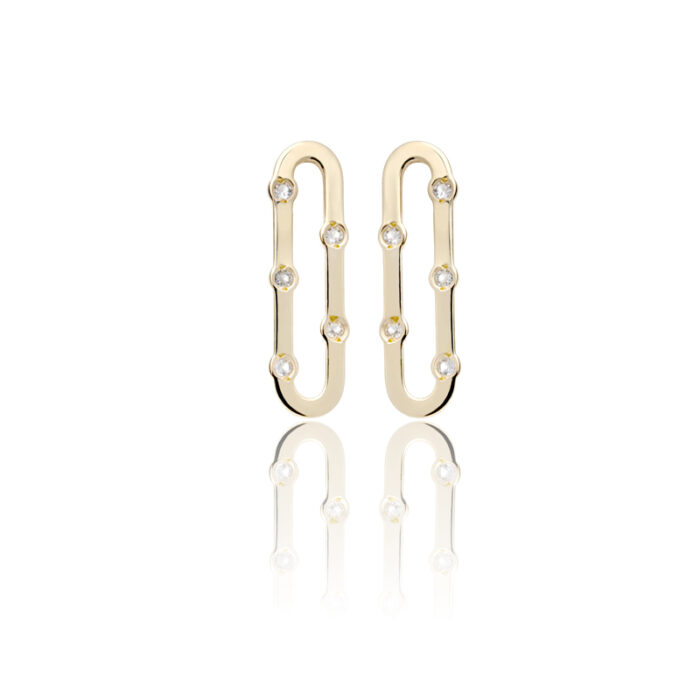 Zlatne 9am ovalne minđuše sa cirkonima - manje